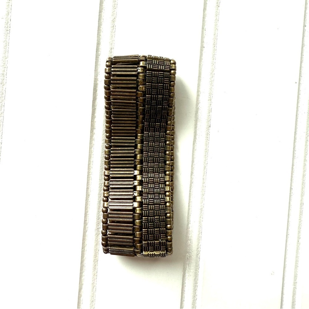 Statement Metal Bracelet Antique Bronze Stretch beaded vintage